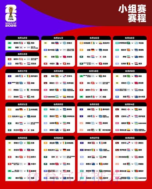 2026世界杯每日赛程一览 2026世界杯每日赛程一览